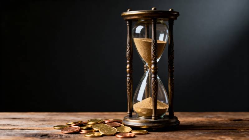 沙漏与金币图片