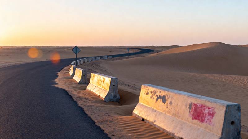 沙漠公路日落图片