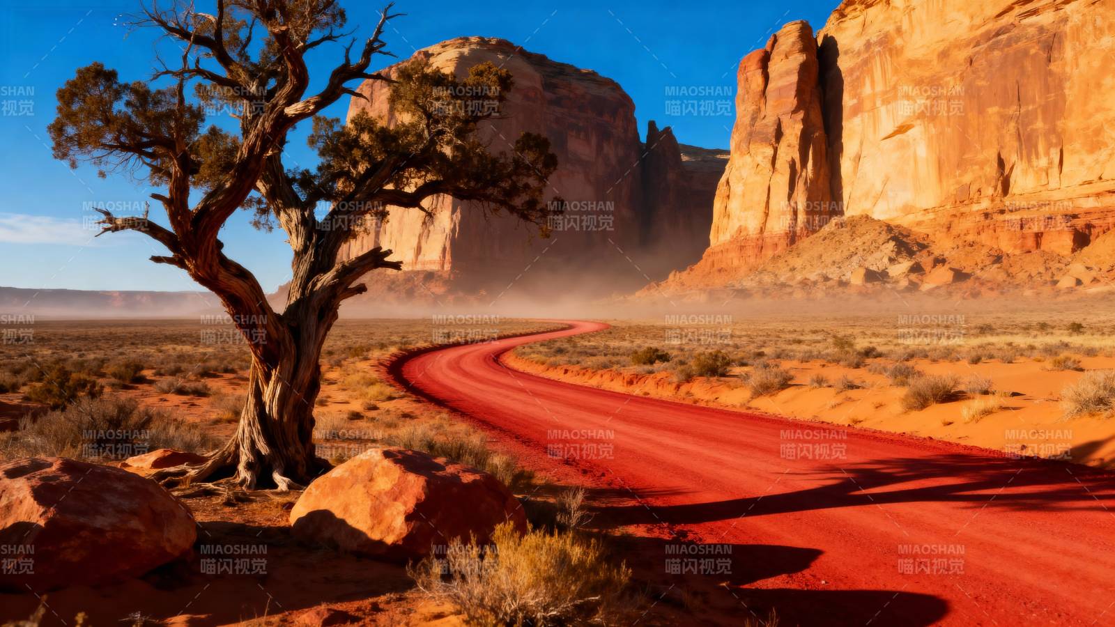 红土路穿行峡谷图片