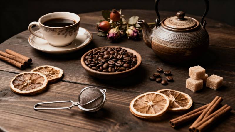 茶香四溢的静物图片