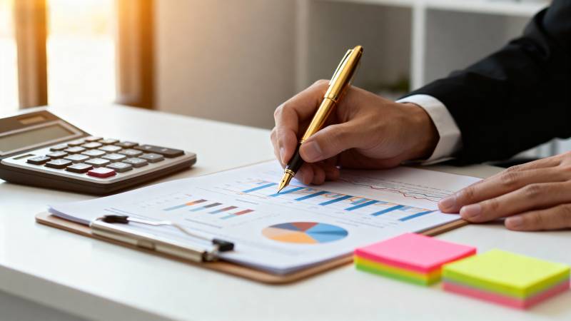 办公桌上的财务分析图片