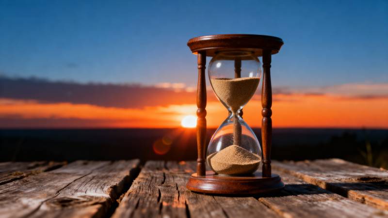 沙漏映夕阳图片