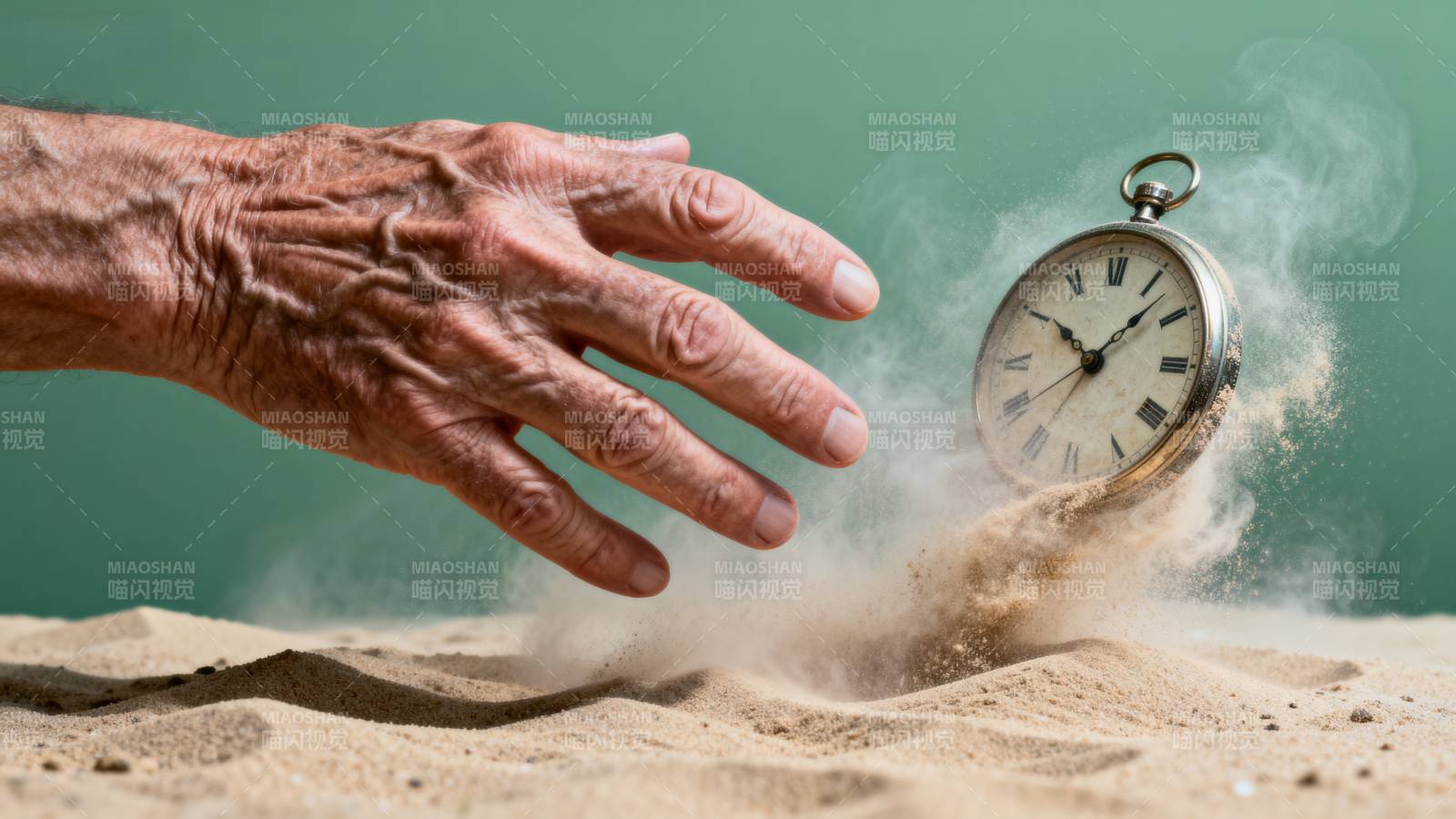 时光流逝 沙中钟表图片