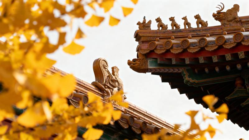 秋色古建筑图片