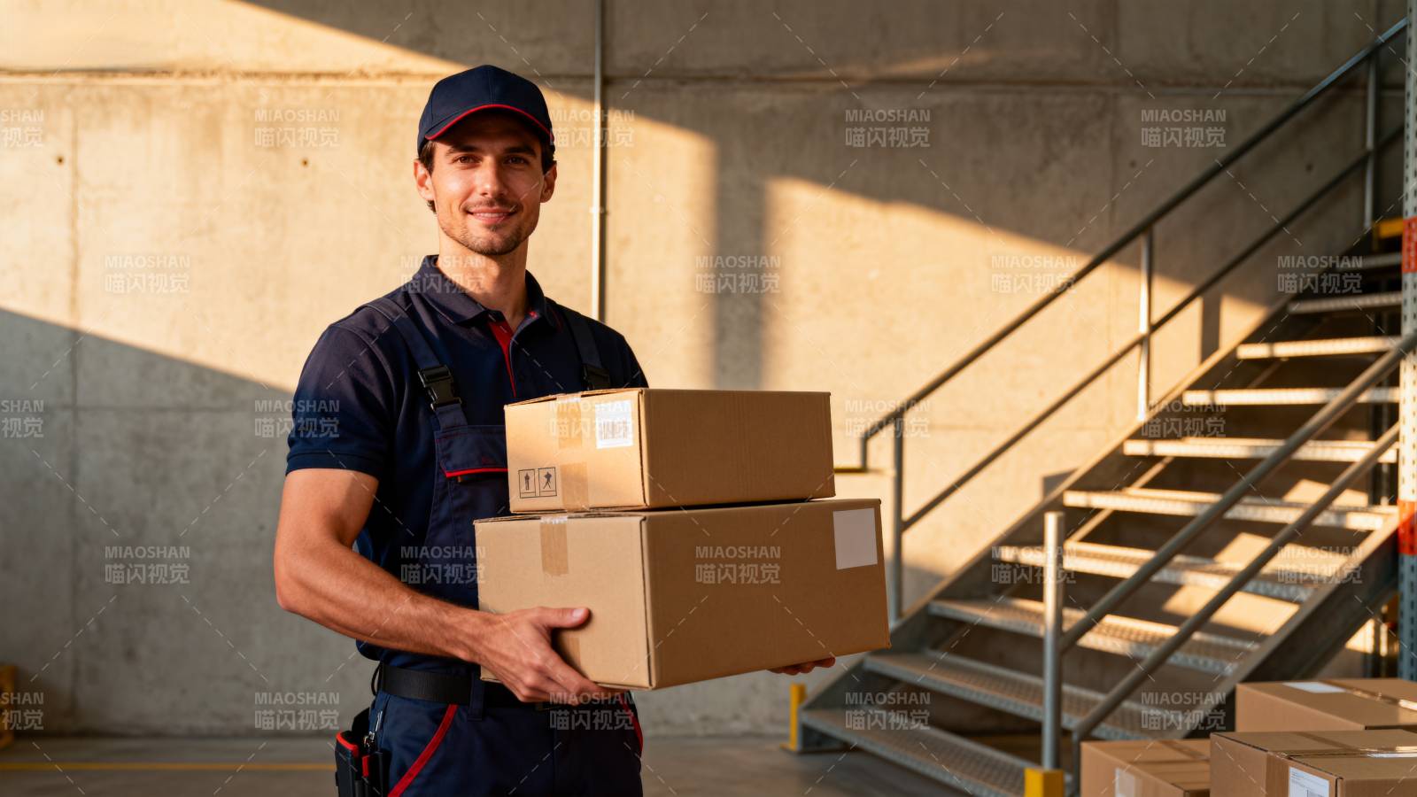 快递员搬运包裹图片