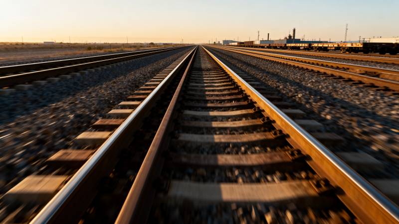 铁轨延伸至远方图片