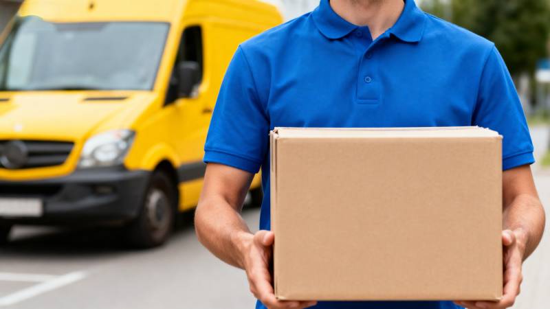 快递员递送包裹图片