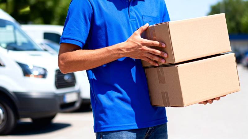快递员递送包裹图片