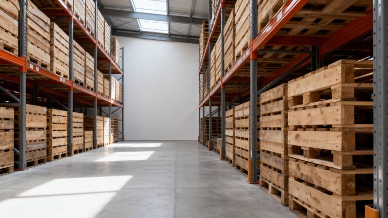 仓库货架整齐排列图片