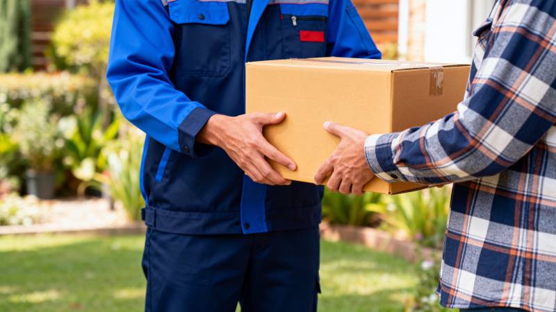 快递员递送包裹图片