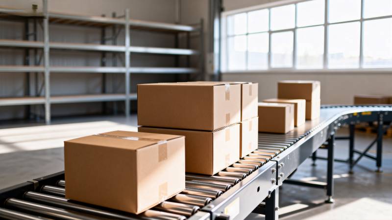 仓库传送带运箱图片