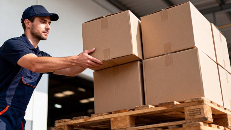 工人搬运纸箱图片