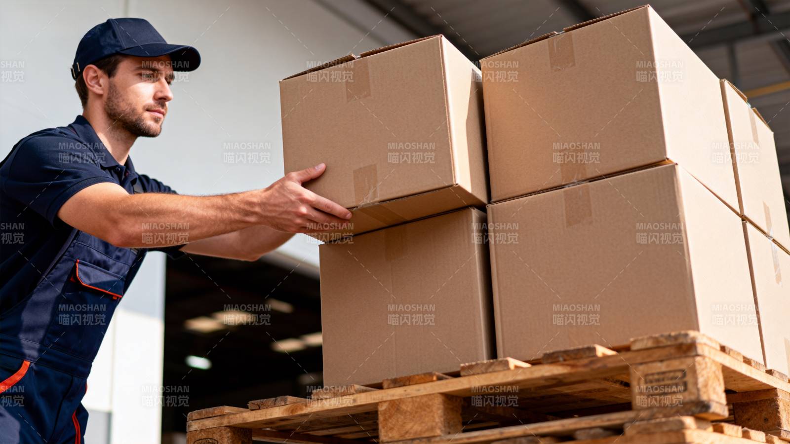 工人搬运纸箱图片