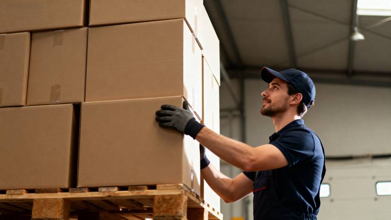 仓库工人搬运货物图片