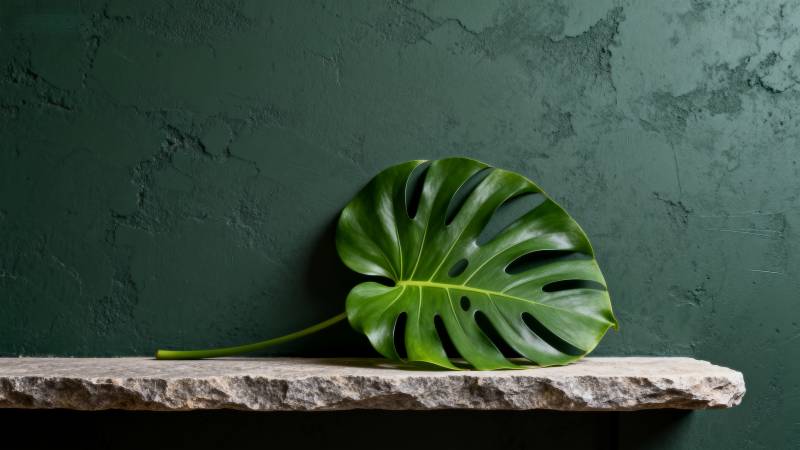 绿叶静置石台图片