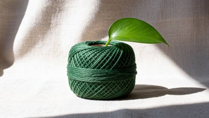 绿线缠绕生机叶图片