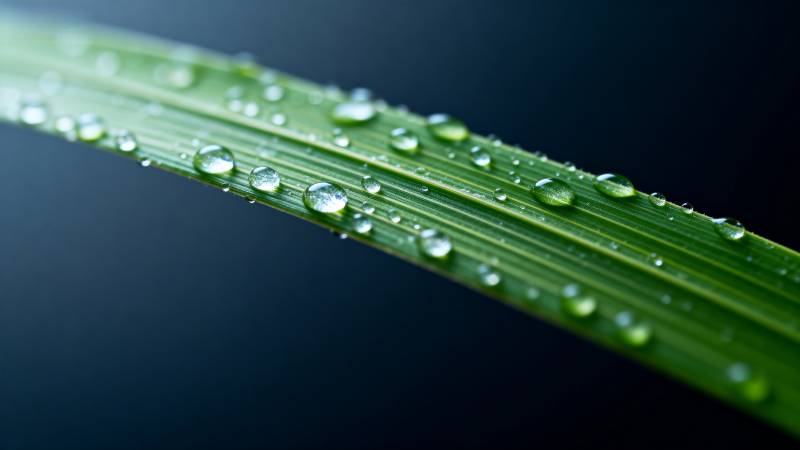 露珠点缀绿叶图片