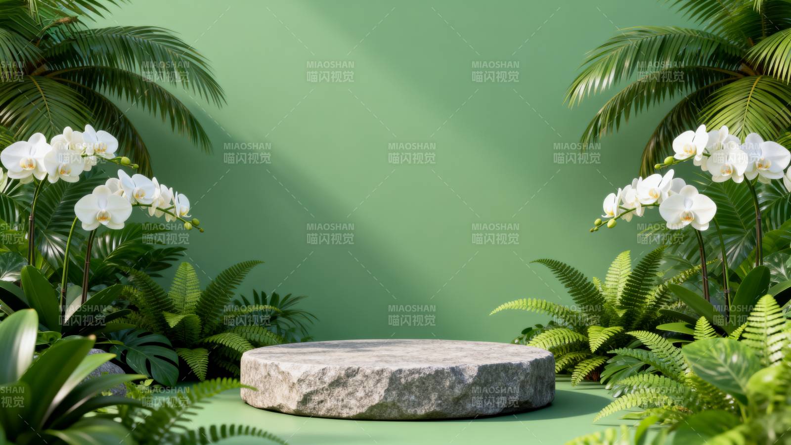 绿意盎然的花坛图片