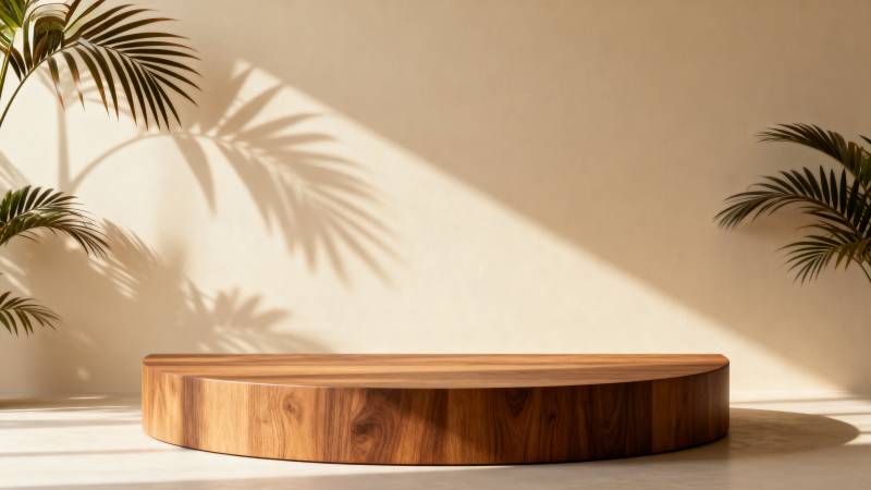 木质台面光影交错图片