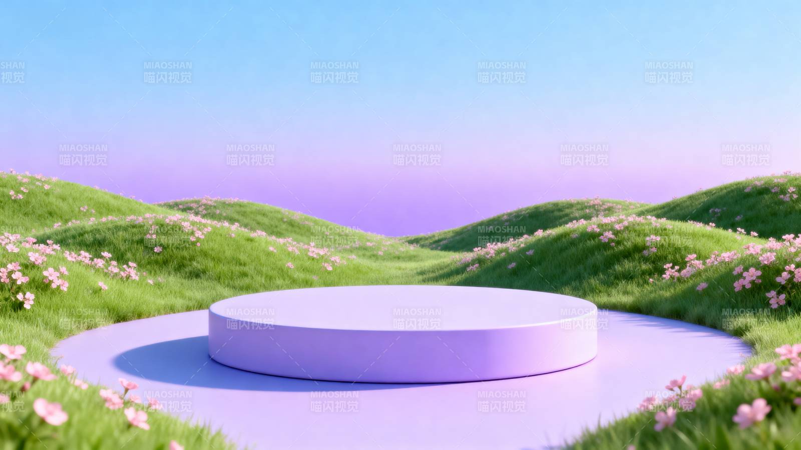 梦幻花田中的紫色平台图片