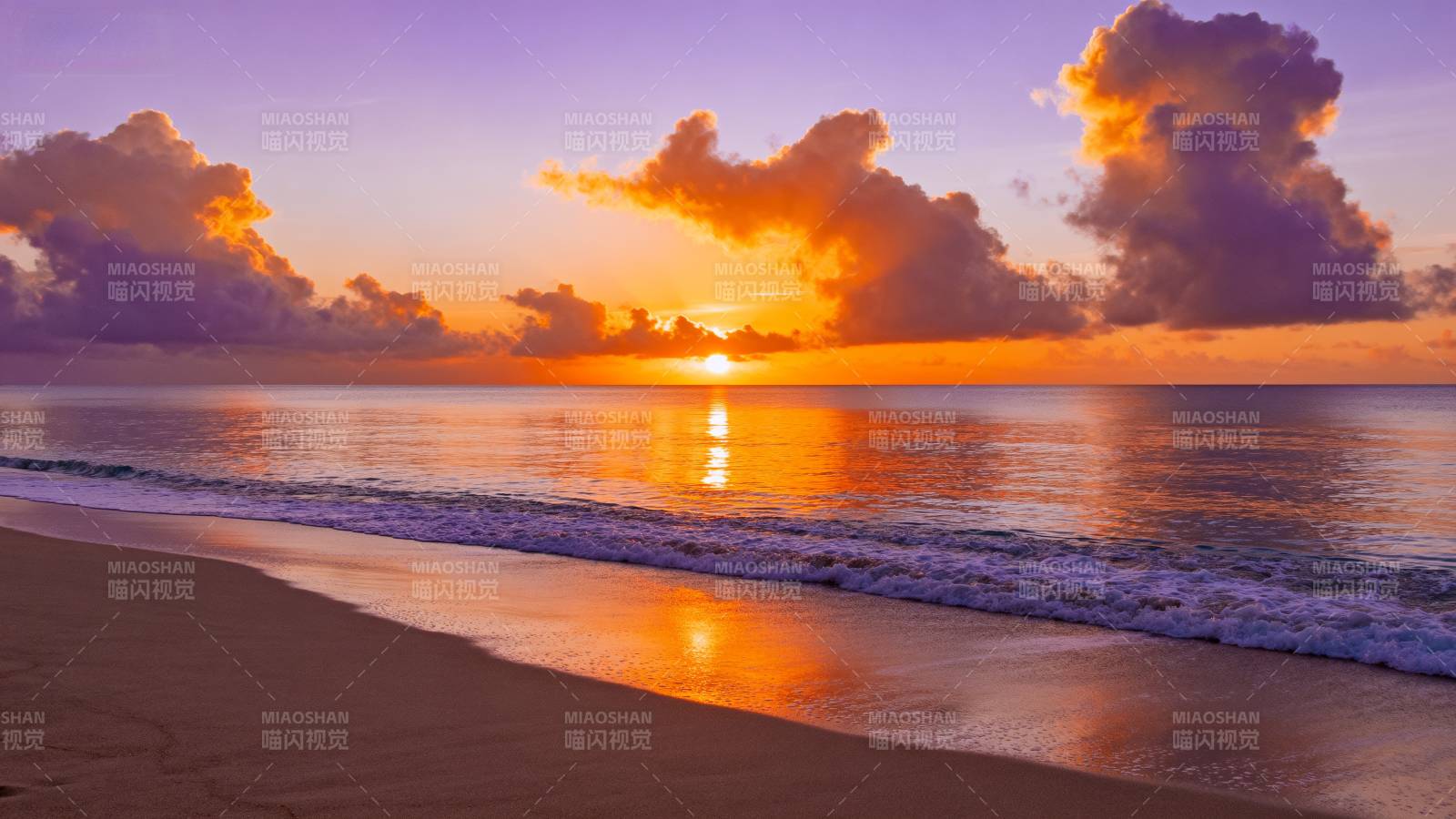 夕阳海滩美景图片