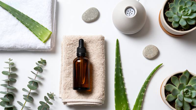 天然护肤精油摆拍图片