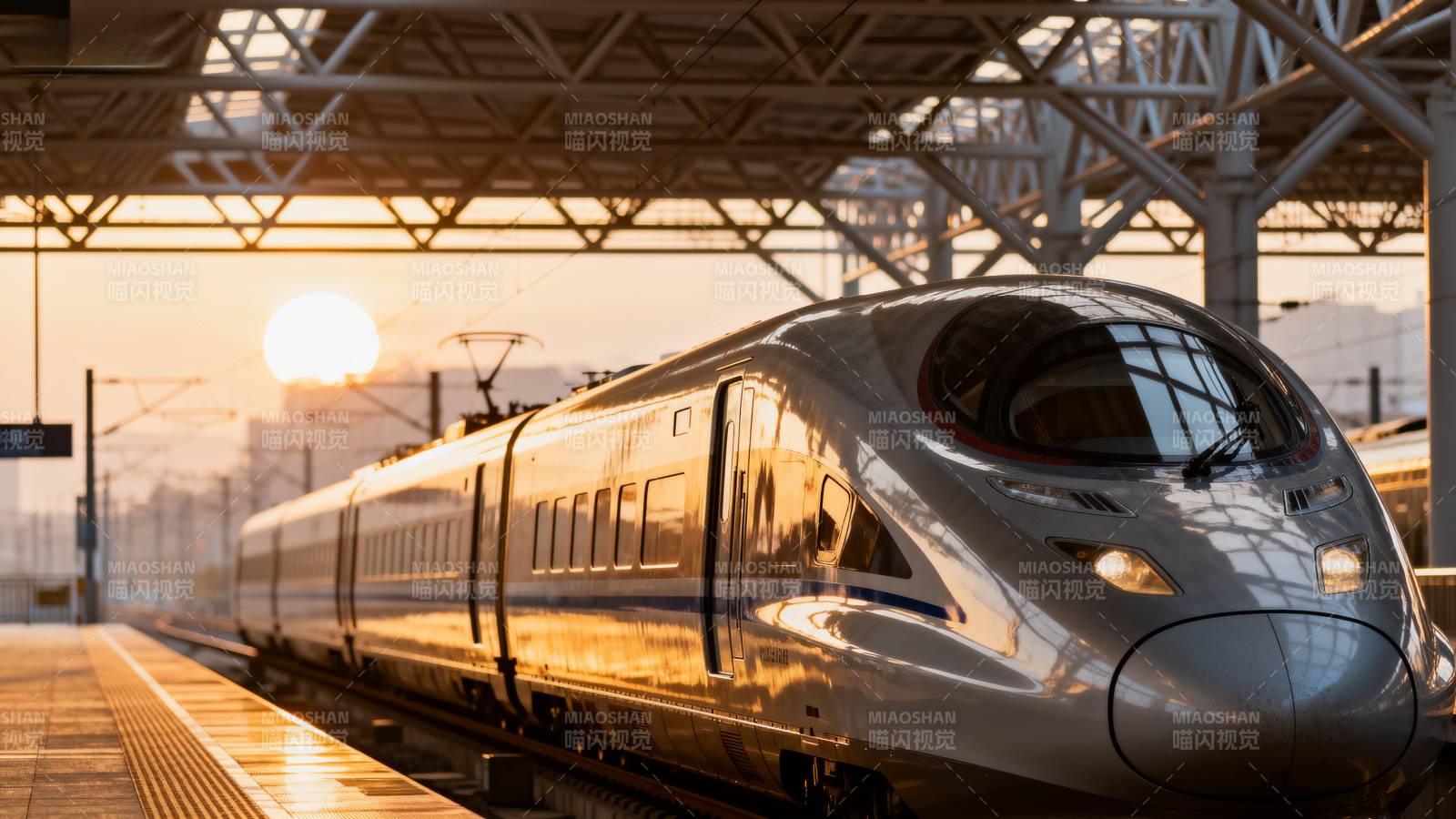 晨光中的高速列车图片