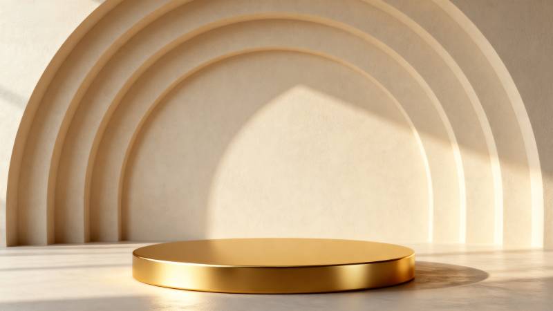 金色圆台光影艺术图片