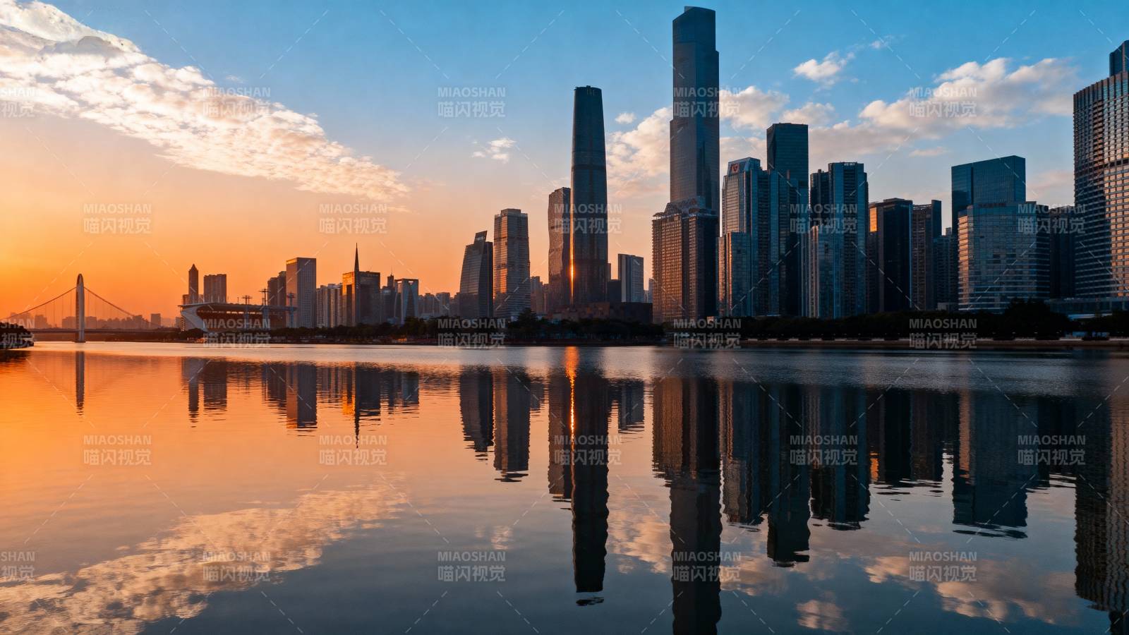 城市倒影黄昏美图片