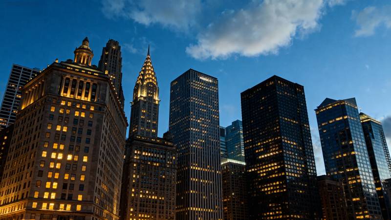 夜幕下的城市天际线图片