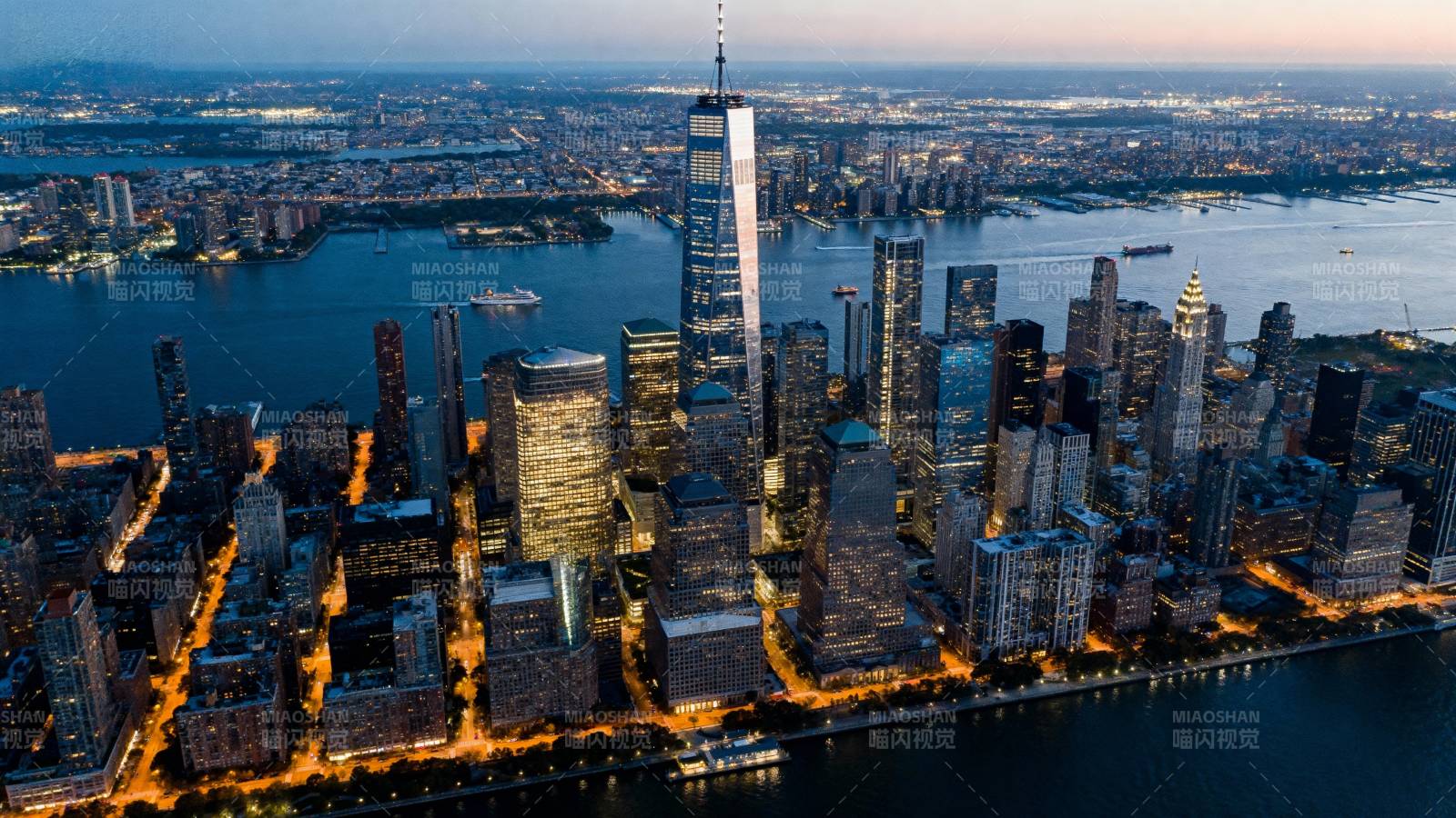 纽约夜景璀璨灯火图片