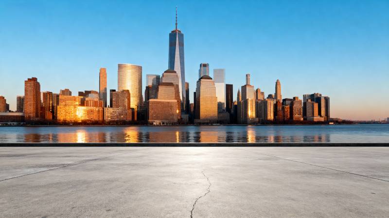 纽约天际线日落图片