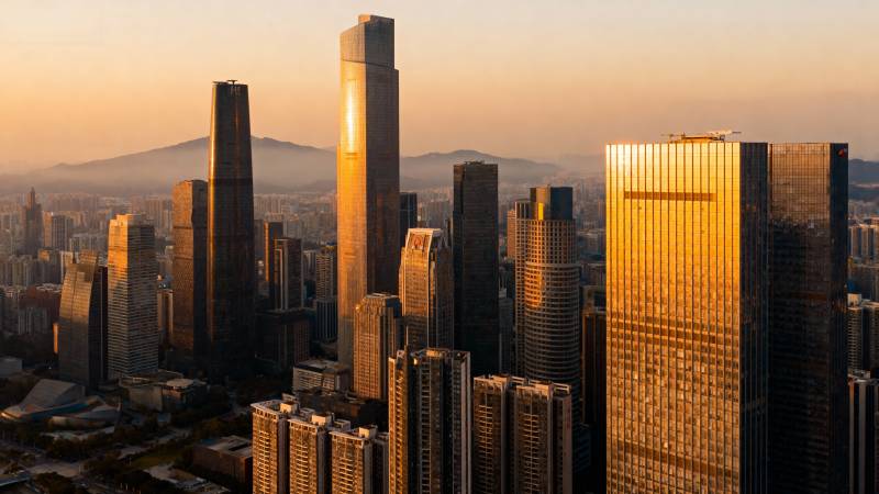 城市黄昏天际线图片