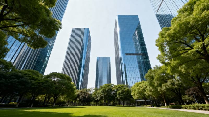 都市绿洲 高楼林立图片