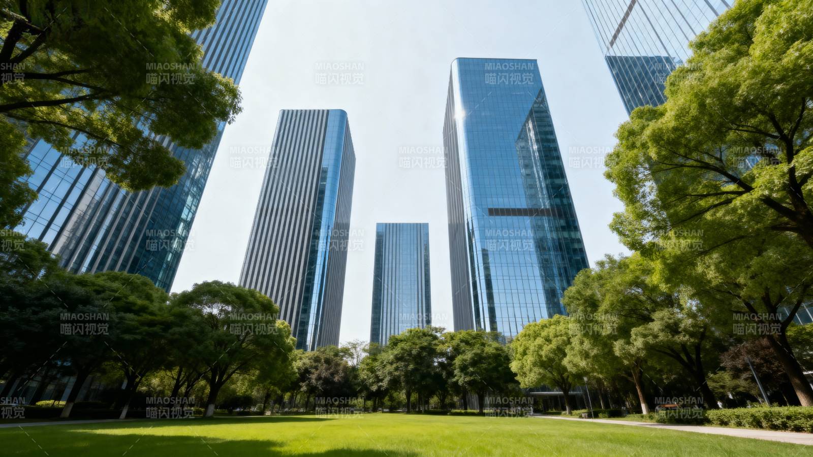 都市绿洲 高楼林立图片