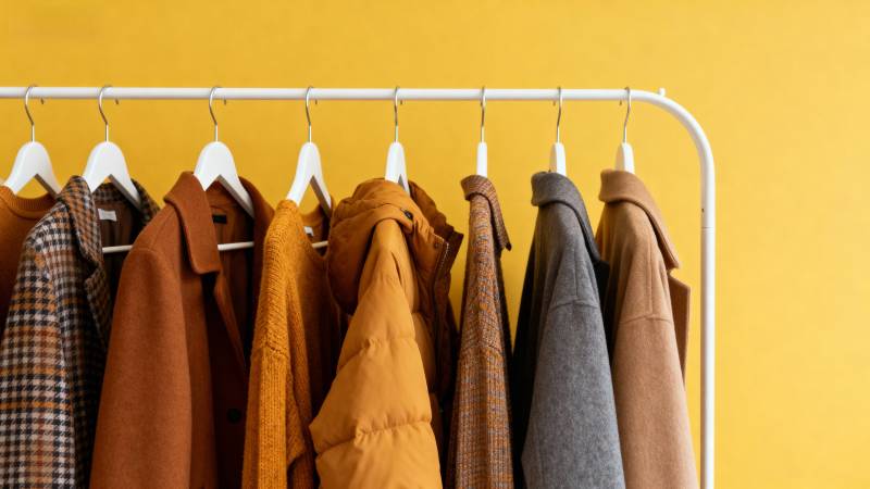 衣架上的秋日穿搭图片