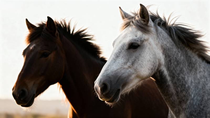 双马并肩 静谧相伴图片