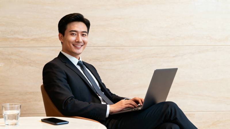 商务人士办公微笑图片