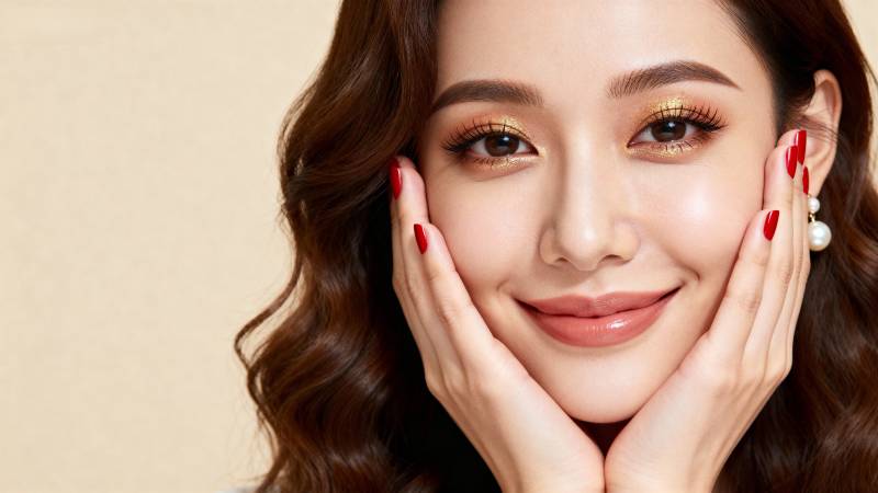 精致妆容 优雅微笑图片