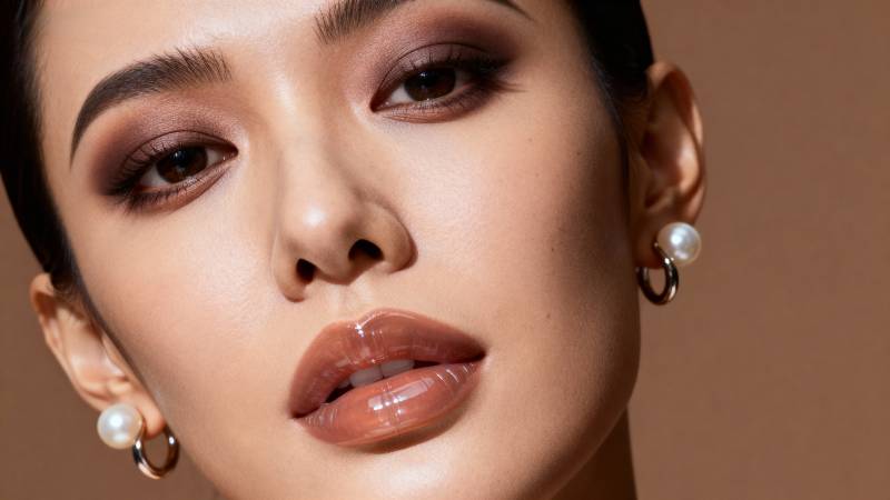 珍珠耳环美人特写图片