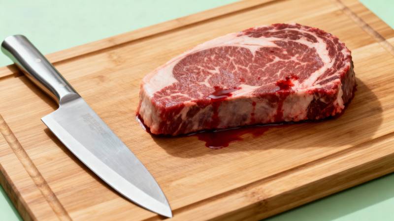 鲜嫩牛排配刀具图片