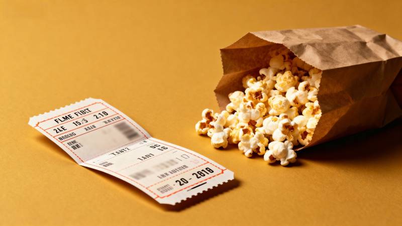 电影票与爆米花图片