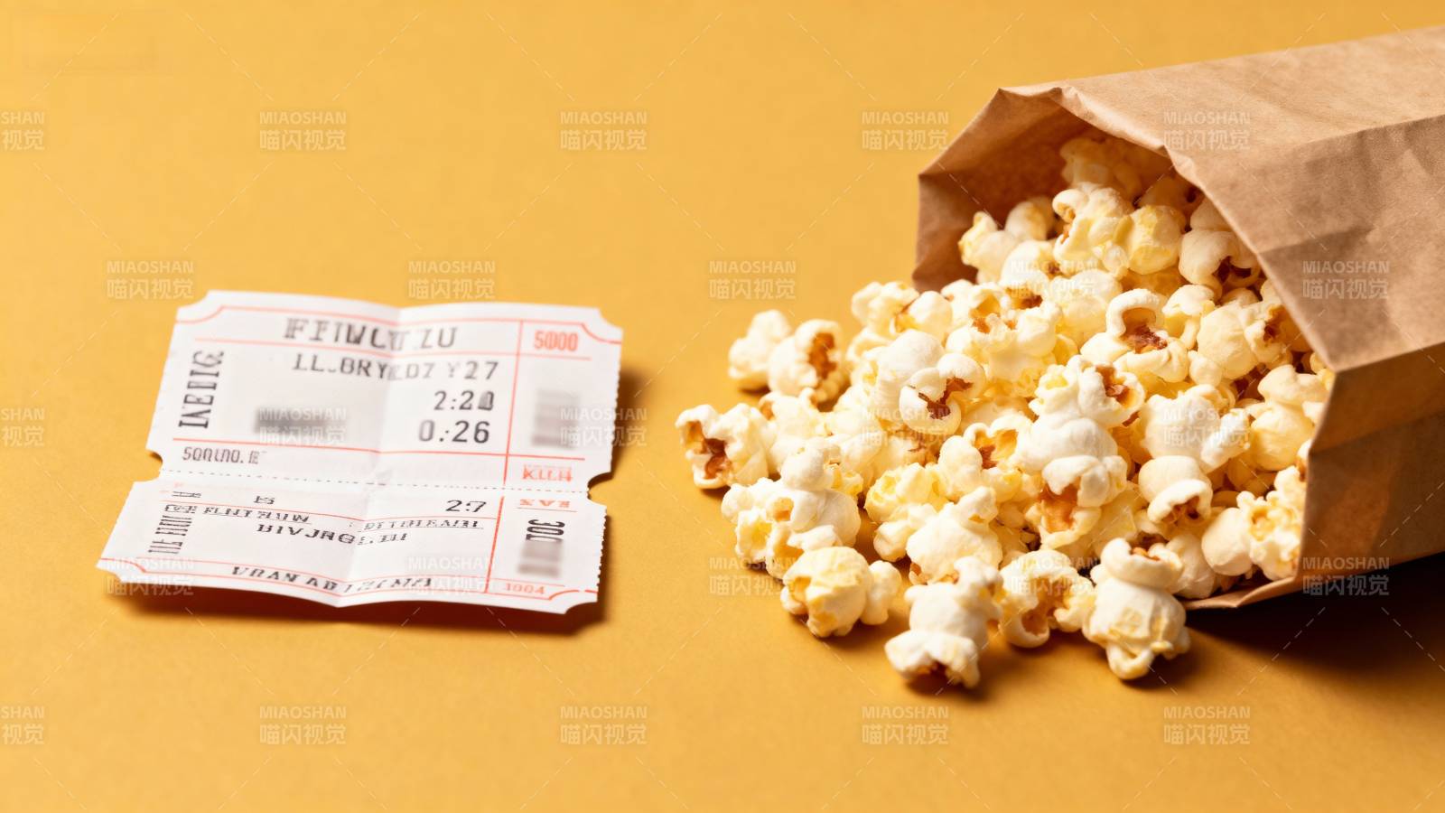 电影票与爆米花图片