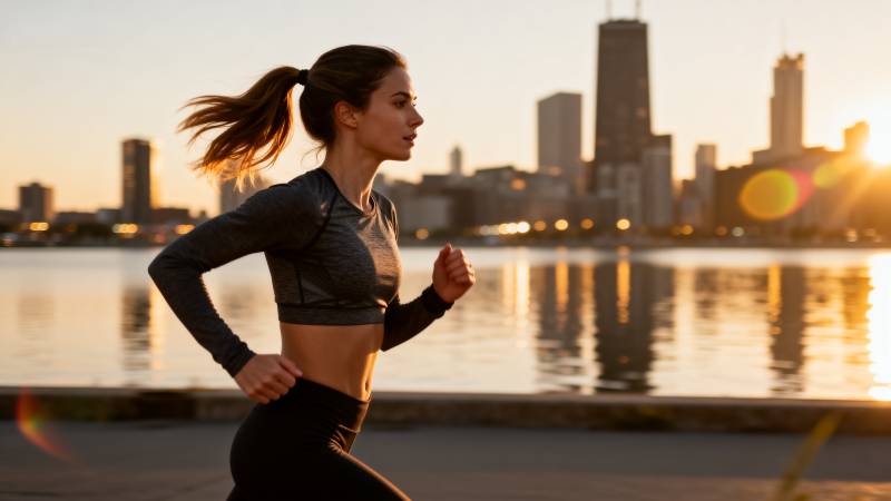 晨跑城市风光图片