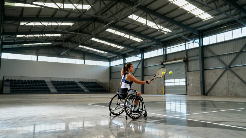 轮椅网球运动员挥拍图片