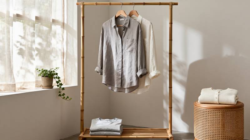 简约衣架陈列图片