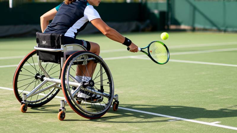 轮椅网球运动员挥拍图片