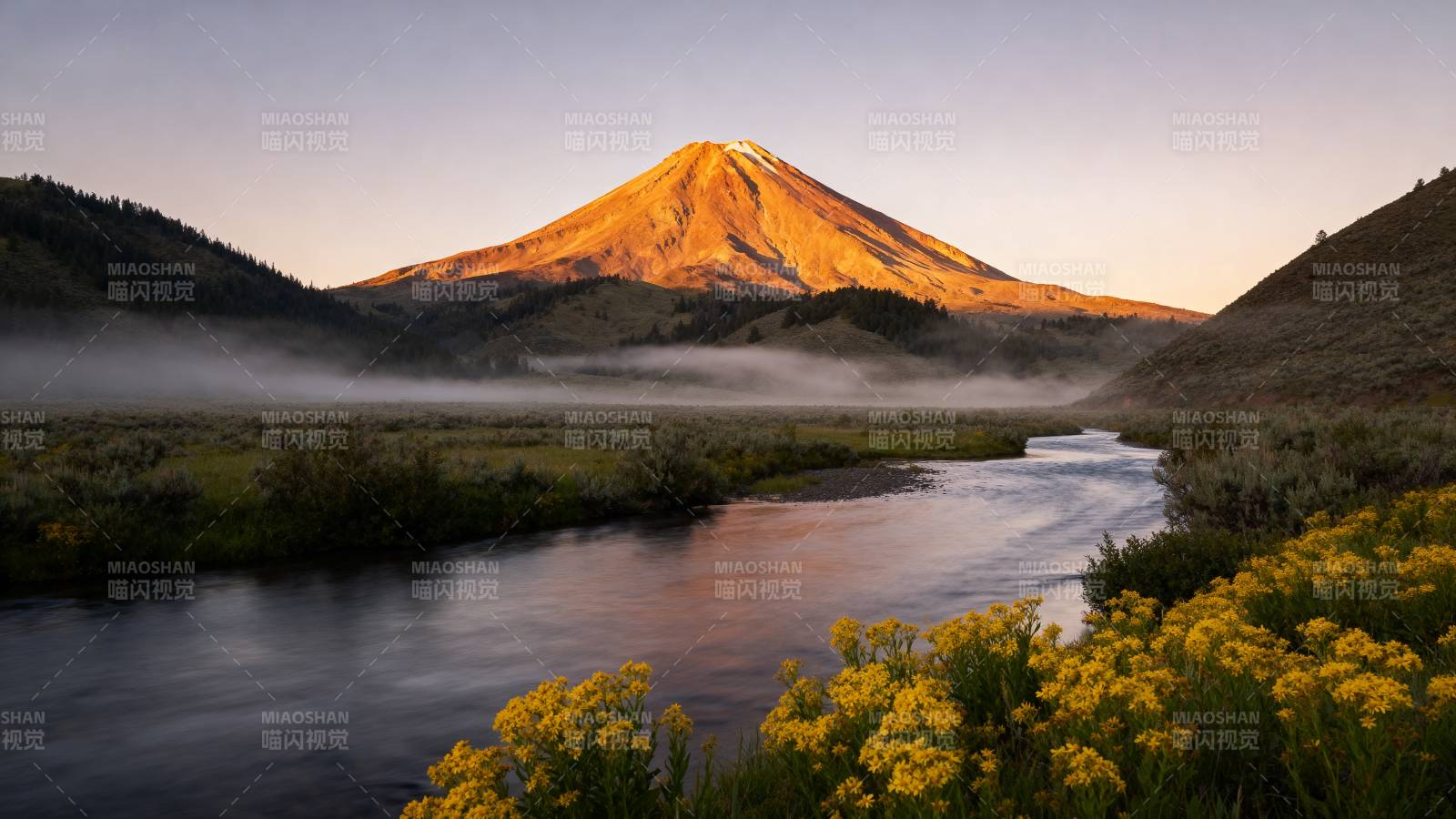 富士山晨曦美景图片