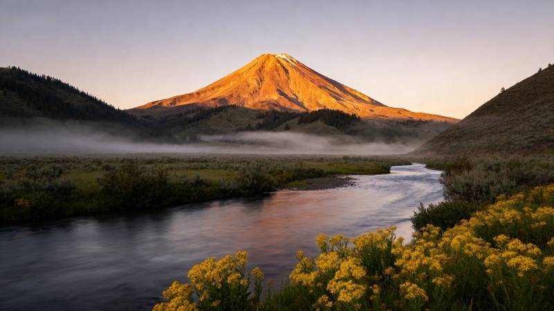 富士山晨曦美景图片