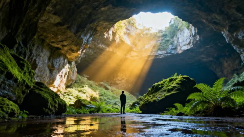 洞穴光影奇景图片